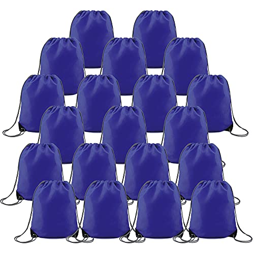 BeeGreen 20 Pieces Royal Blue Drawstring Backpack Bags Bulk Large Personalized Christmas String Bag Perfect for DIY Gym Cinch Sack Solid for Women and Men - color: Royal Blue-s