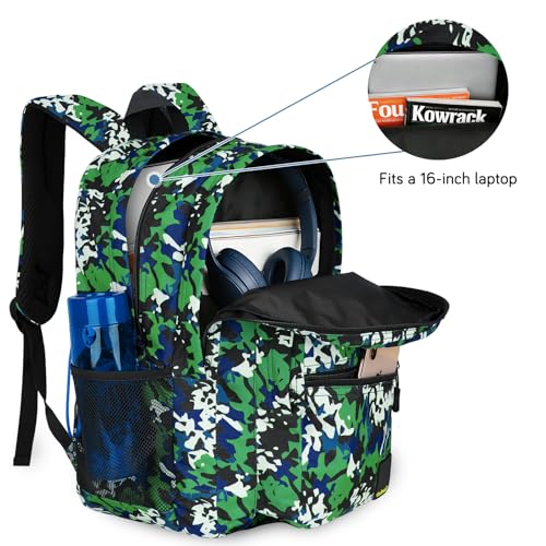 Goloni Lightweight Laptop Backpack 1.1Lbs, 26L Wear-Resistant Water Resistant Backpack with Laptop Compartment for Men Women - color: Camo Green