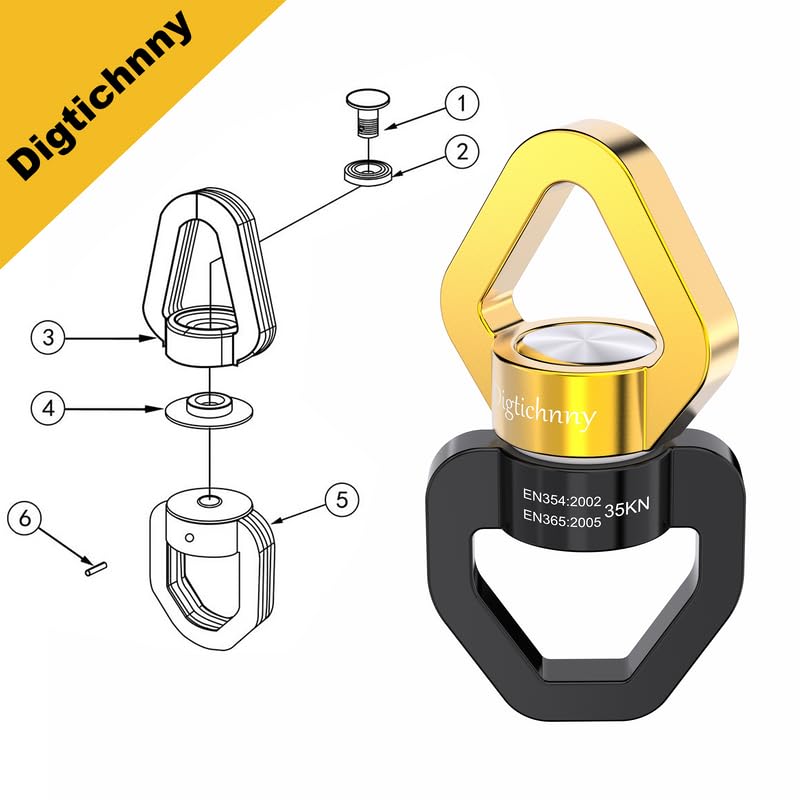 Swing Swivel, 35KN Safety Rotational Device, Swing Spinner for Web Tree Swing, Aerial Dance, Children's Swing, Hanging Hammock Black-Gold - style: Black Gold-1 Pack