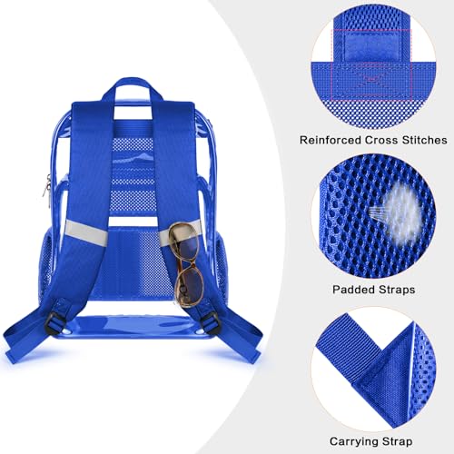PAMANO Clear Backpack, Heavy Duty Transparent Reinforced Bottom See Through for College, Travel Work Security - color: Blue