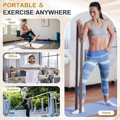 Cuffbow 6 Pcs Fabric Resistance Bands for Working Out, Non-Slip Exercise Bands for Women and Men, 3 Levels Long & Short Booty Elastic Band with Door Anchor for Home Pilates Stretching
