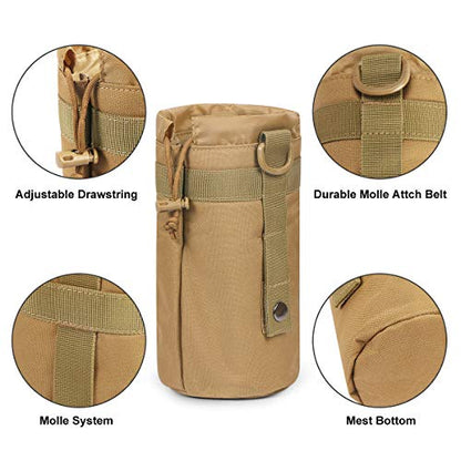 3 Pack Molle Pouch Combo Water Bottle Pouch Holder Tactical Molle Pouches Compact Utility Waist Bag Pack - color: Combo C:Khaki