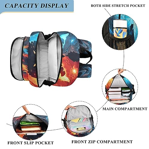 ALAZA Ice & Fire Dragons Laptop Backpack Purse for Women Men Travel Bag Casual Daypack with Compartment & Multiple Pockets - color: Angry Dragons