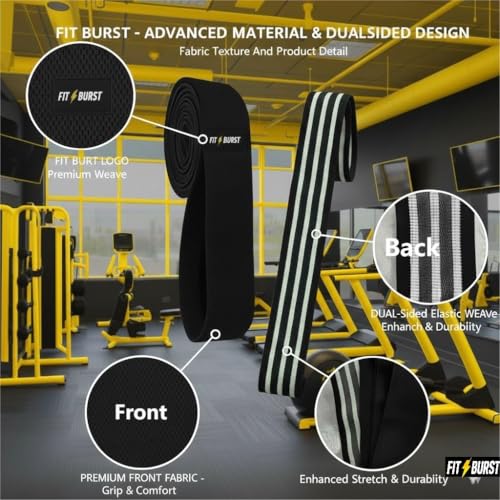 Premium 76 Inch Extended Length Resistance Band - 120 lbs Heavy Duty Fabric Exercise Band for Vertical Jump Training, Basketball & Full Body Workout - Non-Slip Long Stretch Band for Tall Athletes - color: BLACK