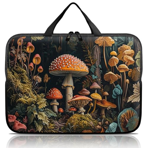 14 15 15.4 15.6 inch Laptop Handle Bag Computer Bag, Pouch Holder Notebook Sleeve Cover Soft Case Compatible for Dell,Lenovo,Toshiba HP, Asus Notebook-All Kinds of Mushrooms - color: All kinds of Mushrooms