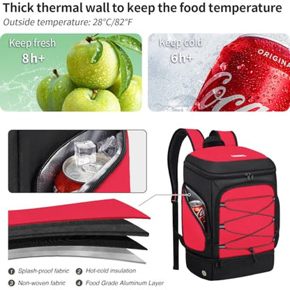 Soccer Backpack,Soccer Bag with Ball Holder and Shoe Compartment - color: Red