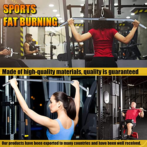 Lat Pulldown Attachments for Cable Machine, 29/39/ 48 Inch Wide Grip Lat Pull down Bar with Non-slip Handle, Lat Bar for Home Gym Tricep Bar Training - color: Solid Bar 45 Inch