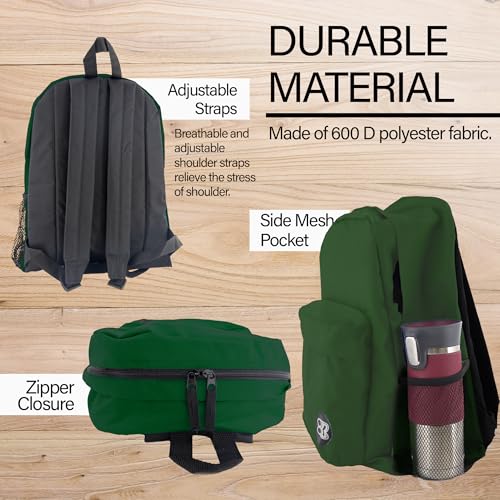 BAZIC 1053 Classic Backpack, Green, 17" - color: Green, size: 17"