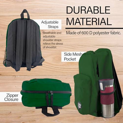 BAZIC 1053 Classic Backpack, Green, 17" - color: Green, size: 17"