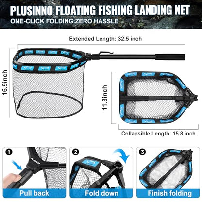 PLUSINNO Fishing Gear,Fishing Backpack with Floating Fishing Net,Tackle Boxes,Waterproof Fishing Tackle Bag,Fishing Gifts for Men - color: Black Camo Backpack With Fishing Net