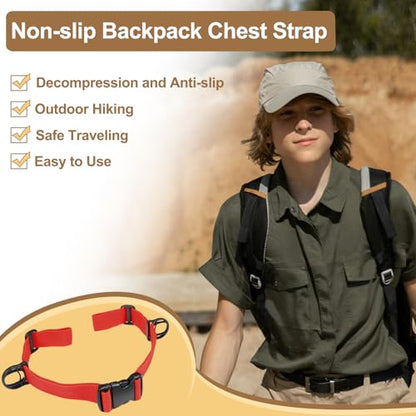 Outdoor Backpack Chest Straps, Adjustable Sternum Strap for Backpacks Replacement, Camping Hiking Backpack Straps With Quick Release Buckle (Red of 1pcs) - color: Red 1pcs