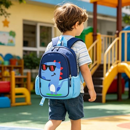 13 inch Kids Toddler Preschool Travel Backpack Kindergarten Cool Cute Cartoon Schoolbag Bookbag For Girls Boys Ages 3-5 Use - color: Dinosaur Blue, size: Medium
