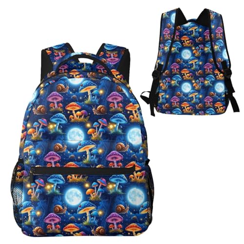 Multi Purpose Gym Backpack Trippy Moon Mushroom Art, Casual Daypack with Inner Pocket and Mesh Side Pockets for Sports and Weekend Trips - color: Pattern (4)