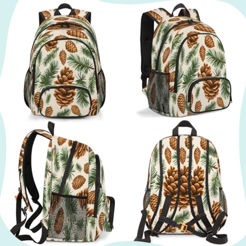 Pinecone Laptop Backpack for Women Men, 18.3 Inch Travel Work Backpacks, Botanical Leaf Pinecone Print Waterproof Computer Casual Daypack Nurse Teacher Bags - color: Multicolor 2