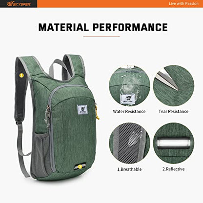 SKYSPER Small Daypack 10L Hiking Backpack Packable Lightweight Travel Day Pack for Women Men - color: Green, size: 10l