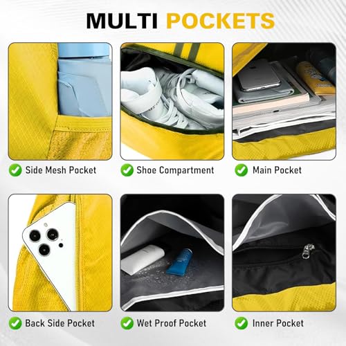 Drawstring Backpack Gym Bag with Shoes Compartment, Water-Resistant String Backpack Beach Cinch for Women Men