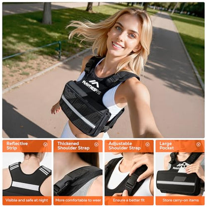 Adjustable Weighted Vest Women Men,1-12/1-20/1-30 LBS Weight Vests with Adjustable Shoulder Strap, 8 Ironsand, Large Pocket, Reflective Strip,Weighted Vest Men and Women for Workout, Strength Training - size: 1-12 lbs