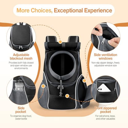 YUDODO Dog Front Carrier Backpack with Sunshade Hood, 2 Head-Out (Front & Side) Breathable Pet Carrier for Small Dog, Ventilated Doggy Backpack for Hiking Outdoor (Upgraded – Black, M) - color: Upgraded – Black
