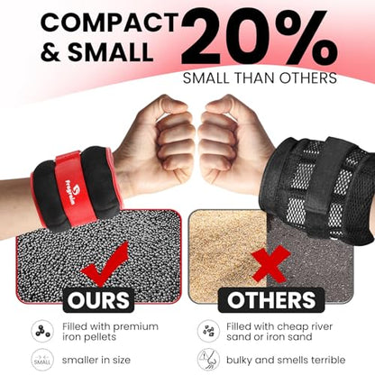 Ankle Weights for Women, Men and Kids - 1/2/3/4/6/8/10/12/15/20 LBS 1 Pair Strength Training Wrist/Leg/Arm Weight with Adjustable Strap for Jogging, Gymnastics, Aerobics, Home Fitness, Physical Therapy - style: 1Lb Pair (0.5lb x 2) - Red
