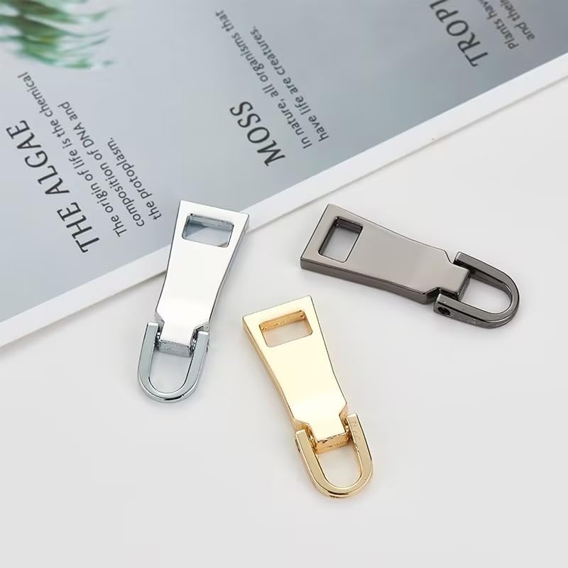 Gold Zipper Pull Replacement,Metal Handle Mend Fixer Zipper Tab Repair for Luggage Suitcase Bag,Backpack,Jacket Bags,Coat Boots Zippers Fasteners Sewing Notions and Supplies