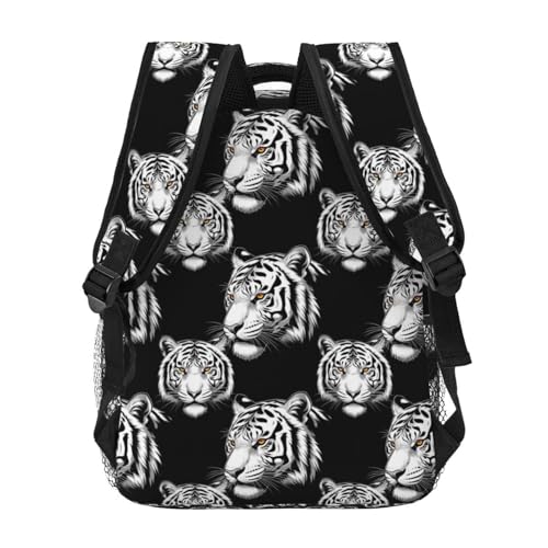 Commuter Laptop Backpack Animal Tiger Black Art, Lightweight Water Resistant Daypack with Inner Pocket for Work, Office - color: Pattern (737)