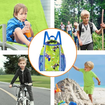 WAWSAM Drawstring Backpack for Kids, Game Kids Drawstring Gym Bag for Boys, Waterproof Swim Bag for Beach String Cinch Backpack with Two Mesh Water Bottle Pocket - color: Game
