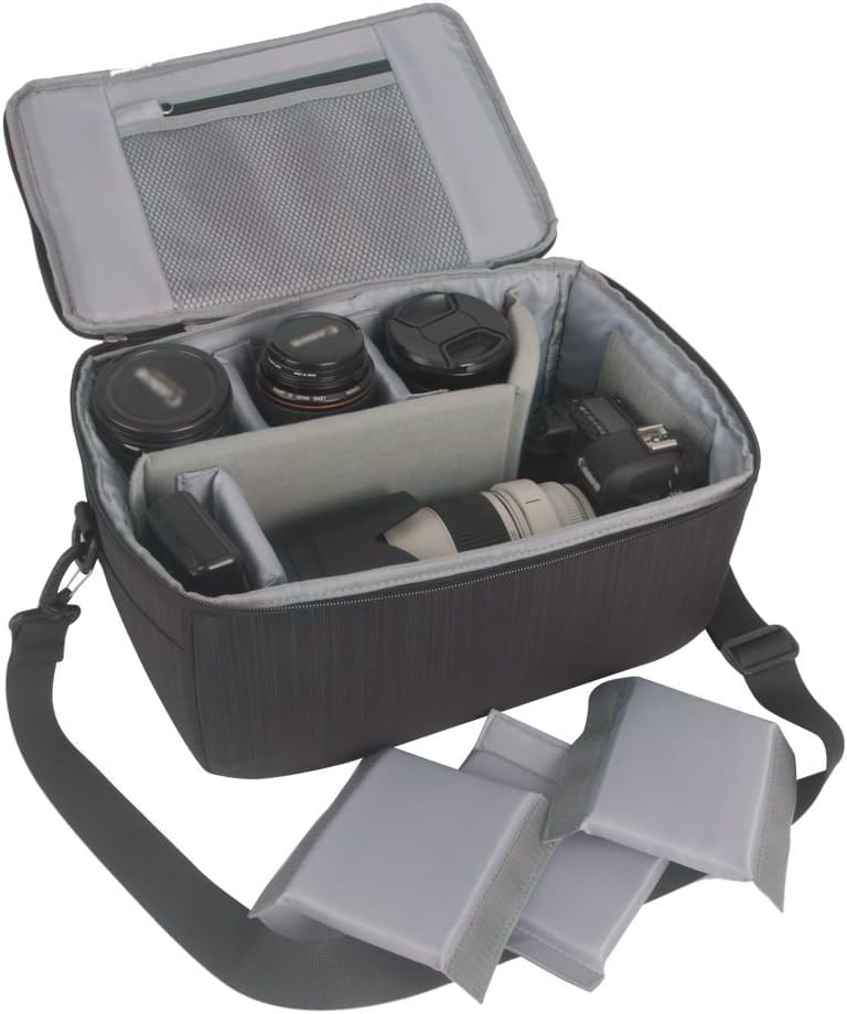Koolertron Dslr Camera Insert Bag Purse Universal Liner Lens Pouch Partition Protective Cover Waterproof Sleeve for Cannon/Nikon/Sony (Black) - color: Black