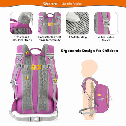 SKYSPER Kids Backpack 12L Children School Bag Child Boy Girl Pack Ages 4-8 for Traveling Day Trips Classes Camping(Purple) - color: Purple, size: Small