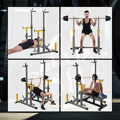 K KiNGKANG Adjustable Squat Rack,Multi-Function Barbell Rack for Weight Lifting and Home Gym Fitness Workout Portable Squat Bench Press,Load 690LBS