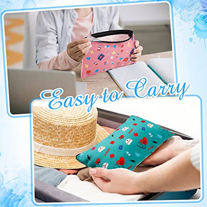 Reginary 20 Pcs Makeup Bags Gifts for Women Canvas Cosmetic Bags with Zipper Bulk Gift for Women Travel Purse Organizer Pouch Accessory, Toiletry Large Capacity, 7 x 4.3 Inch(Nurse) - style: Nurse