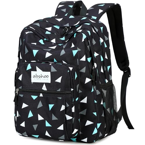 abshoo Classical Basic Geometry Mens School Backpack For College Teen Boys Water Resistant Bookbag (Geometry Black A) - color: Geometry Black a, size: 16.5 Inc