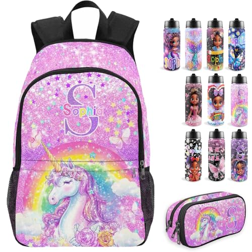 M YESCUSTOM Personalized Backpacks For Girls, Back to School Name Kids Backpack, Custom Bookbag With Names, Customized School Bag Set Gifts for Teens - color: D01