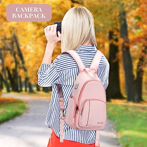 BAIGIO Camera Sling Bag Small Camera Backpack for Photographers,Waterproof Camera Crossbody Bag Travel Caemra Backpack for DSLR SLR Mirrorless Camera - color: Pink