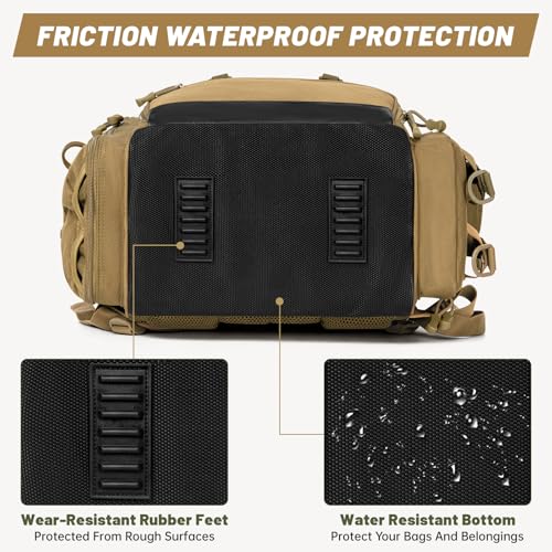 40L Fishing Backpack Water Resistant Fishing Tackle Bag with 2 Rod Holders, Tackle Storage Bag for Anglers(Khaki,Bag Only) - color: Khaki