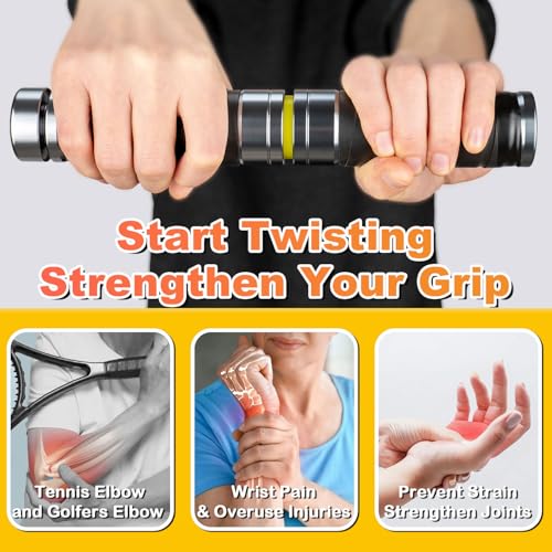 Forearm Strengthener and Wrist, Adjustable Resistance for Hand, Wrist & Forearm Strengthener with All-Metal Build, Portable Wrist Roller Exercise Equipment for Home Gym