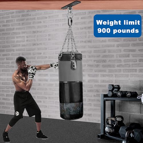 BeneLabel Ceiling Mount Swing Hanger with Bearing 900 LB Capacity Heavy Bag Hanger Stainless Steel Hanging Chair Mount 360° Swing Hardware for Aerial Silks, Punching Bag, Gymnast Ring - color: 1pack-4 Holes Black Base Swing Hanger
