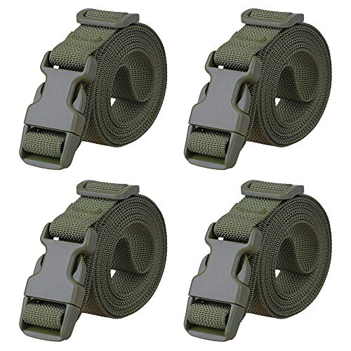 MAGARROW 78" x 1" Strap Buckle Packing Straps Adjustable 1-Inch Belt - color: Green 6.5 feet Long (4-PCS)