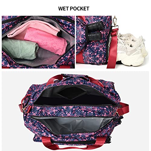 Boulder Bee Pickleball Tote Bag for Women with Paddle Holder - color: Pink & Navy-Duffel Bag