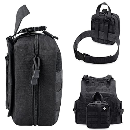 LIVANS 1000D First Aid Bag Empty Medical Ifak Pouch Molle EMT Pouches Rip-Away Tactical Military Trauma Emergency Medic Bag - color: Black(7.1"l X 3.5"w X 8"h)