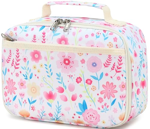 LEDAOU Lunch Bag Kids Lunch Box Girls Boys Insulated Lunch Bag Reusable Lunchbox for School Picnic Hiking Daycare - color: Colorful Flowers