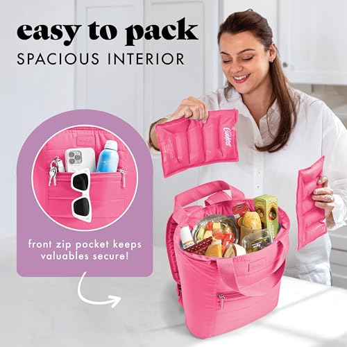Fit & Fresh Mari Insulated Soft Backpack Cooler Tote, 12-Can Capacity - color: Hot Pink
