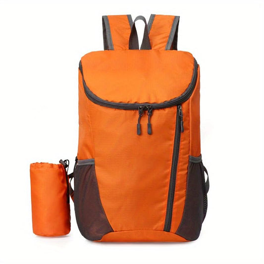 Hiking Backpack, Waterproof Wearable Lightweight Backpack, Foldable Outdoor Travel Camping Daypack - color: Orange