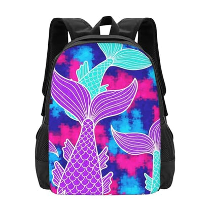 Slim Anti Theft Laptop Backpack Mermaid Tail Purple, Large Volume Travel Daypack Durable Polyester Carry Bag for Office Business Outdoor Trekking - color: Design (873)