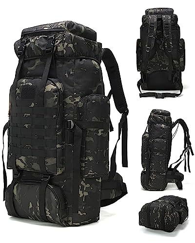 King'sGuard 70L Camping Hiking Backpack for Men Women Large Military Tactical Backpack Molle Rucksack Backpack for Outdoor - color: Black-2