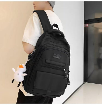 Student Backpack for Teen Girls Boys Preppy Elementary Middle School College Bookbags Cute Aesthetic Trendy Daypack (Black) - color: Black