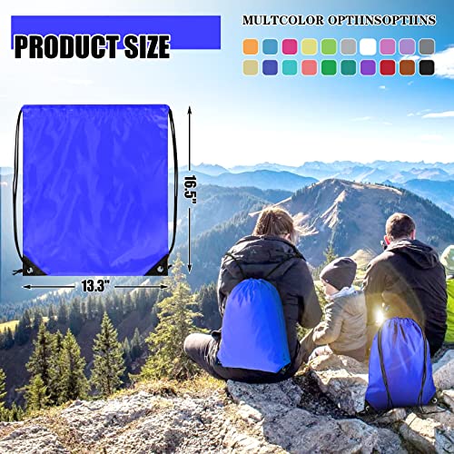 Grneric Drawstring Backpack Bulk 100Pcs Cinch Bag, Polyester Drawstring Bags for Gym Beach Sports Short Trip Party (Navy Blue) - color: Navy Blue