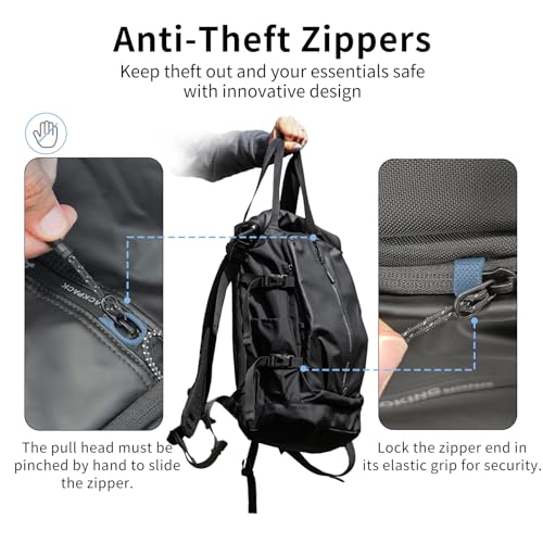 Rolltop Backpack, Travel Rucksack for Men Women, Anti Theft Backpacks with 15.6-inch Laptop Compartment, Waterproof Casual Daypack for Work, Business, Commuter and College - color: Black