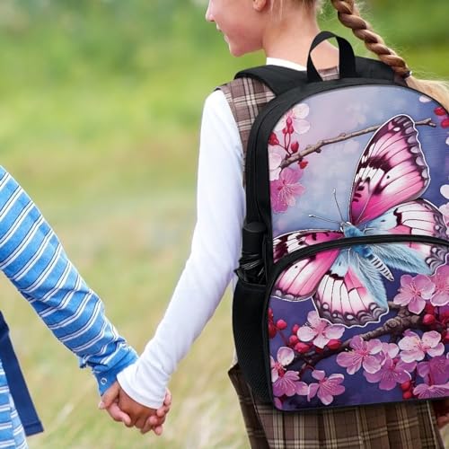Talayituse Butterfly Cherry Blossom Print Backpacks for Teenager Girls Large Capacity School Bag 17 Inch Bookbag Daypack Lightweight Shoulder Packs with Side Pockets for Outdoor Hiking - color: Butterfly Cherry Blossom