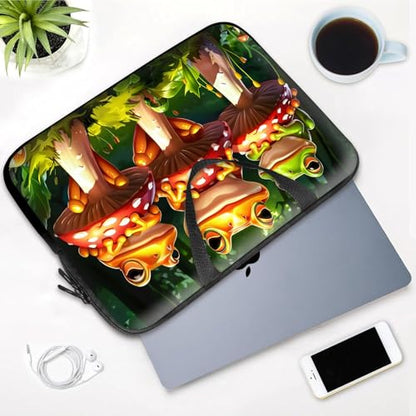 14 15 15.4 15.6 inch Laptop Handle Bag Computer Bag, Pouch Holder Notebook Sleeve Cover Soft Case Compatible for Dell,Lenovo,Toshiba HP, Asus Notebook-Cute Frog on The Mushroom - color: Cute Frog on the Mushroom