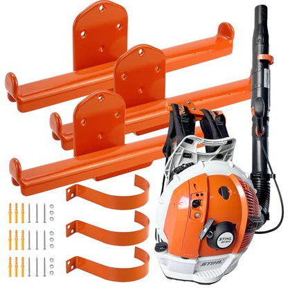 Backpack Leaf Blower Hanger with Tube Hook, 3 Pack Backpack Sprayer Wall Mount, Heavy Duty Chainsaw Wall Mount Stand Accessories Garage Organization Storage - size: 3 Pack
